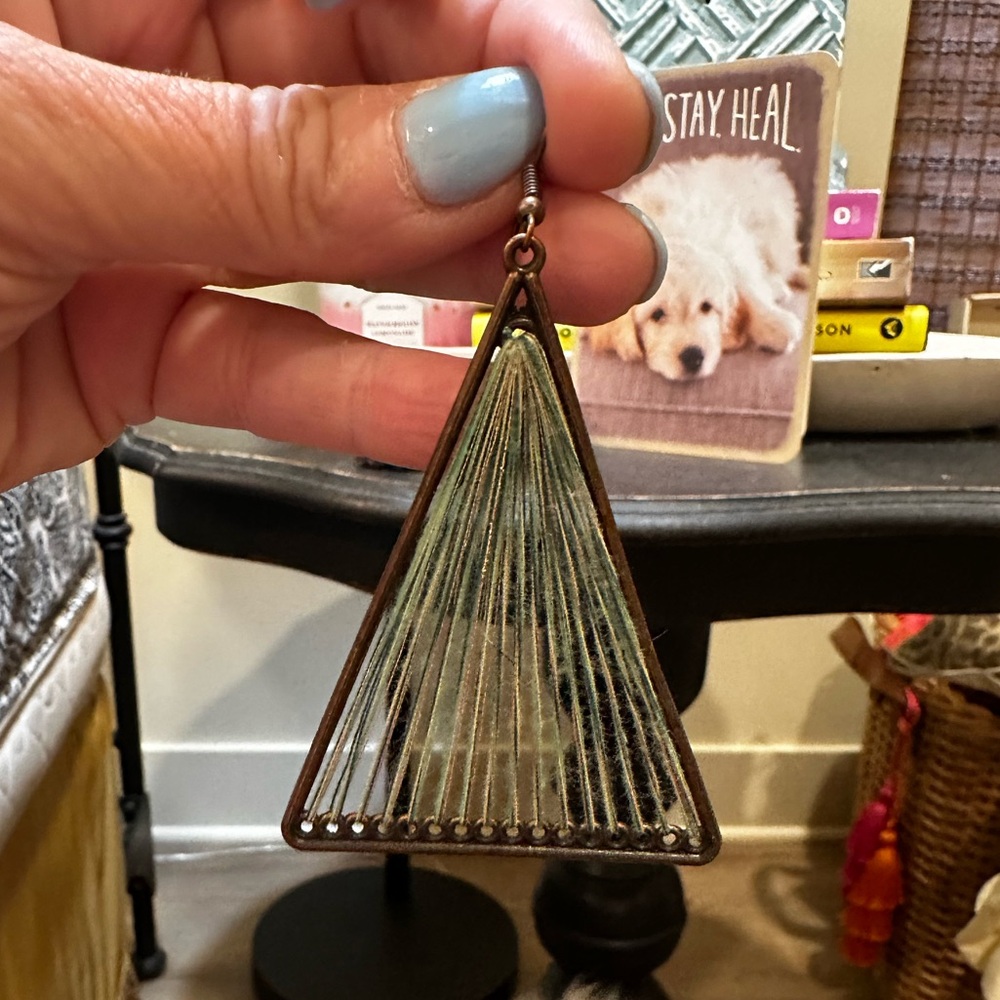Triangular Wire/String Earrings - Picture 7 of 7